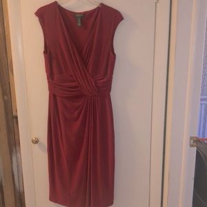 Ralph Lauren faux crossover, dark red (almost burgundy) knee length dress.